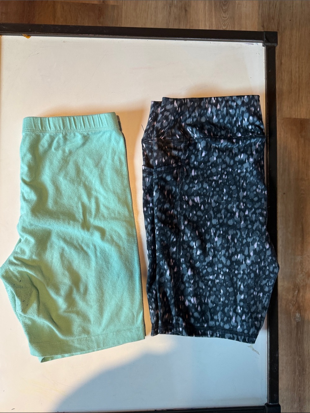 Kids Active Bike Shorts - Mint and Black Speckle size 14/16